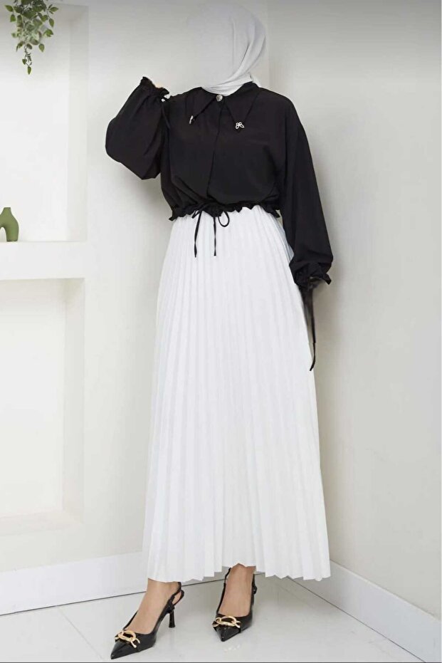 Women's Slim Pleated Long Hijab Skirt