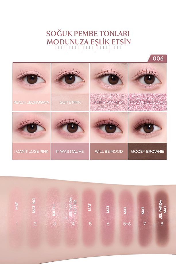 5 Farklı Dokulu Far Paleti PERIPERA All Take Mood Palette 006 I'm The Mauve Queen Around Here - 3