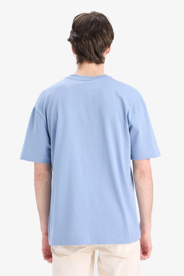 %100 Pamuk Oversize Geniş Kalıp Bisiklet Yaka Basic Düz Kısa Kollu Tişört E6885AXNS - 6