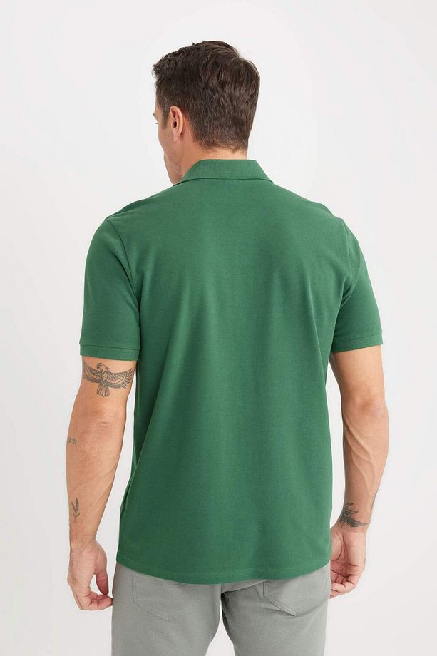 %100 Pamuk Regular Fit Polo Yaka Kısa Kollu Basic Düz Pike Kumaş Tişört C1293AX25SP - 5