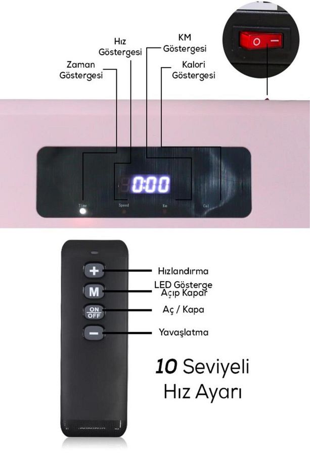 Bluetoothlu , Uygulamadan Ayarlanabilir Uzaktan Kumandalı Yürüme Ve Koşu Bandı Pembe Renkli - 3