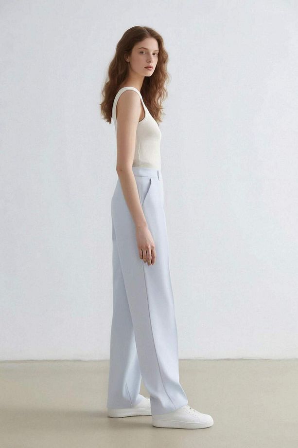 Afra x Wide Leg Kumaş Palazzo Pantolon Cepli Yüksek Bel Geniş Paça A1138AX25SP - 6