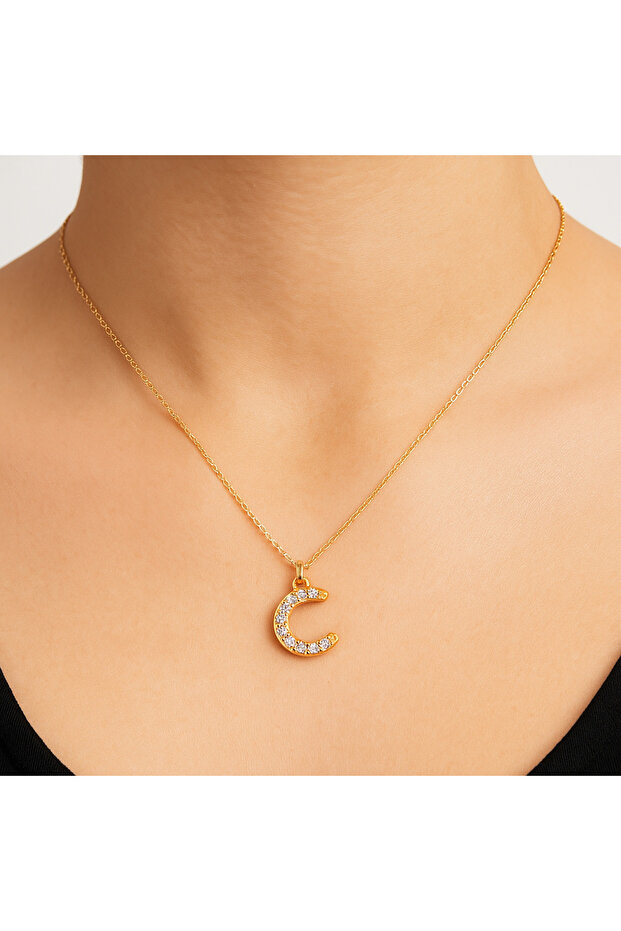 C HARFİ ÇELİK KOLYE - 1