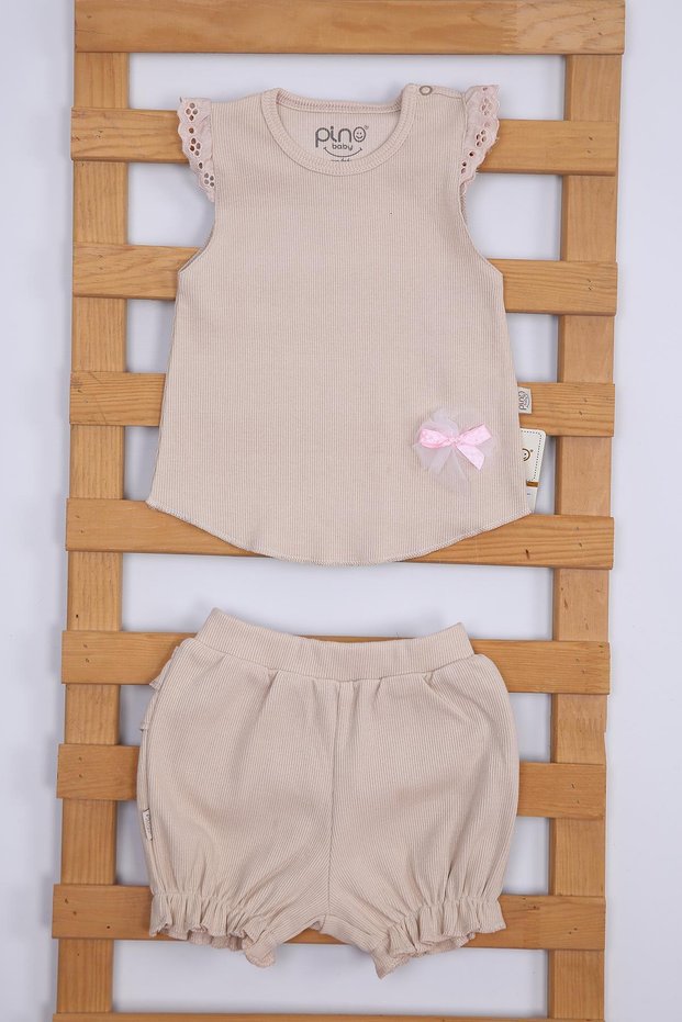 Holiday Camisole Lace Tulle Bow Baby Girl Summer Double Set with Snap Fasteners