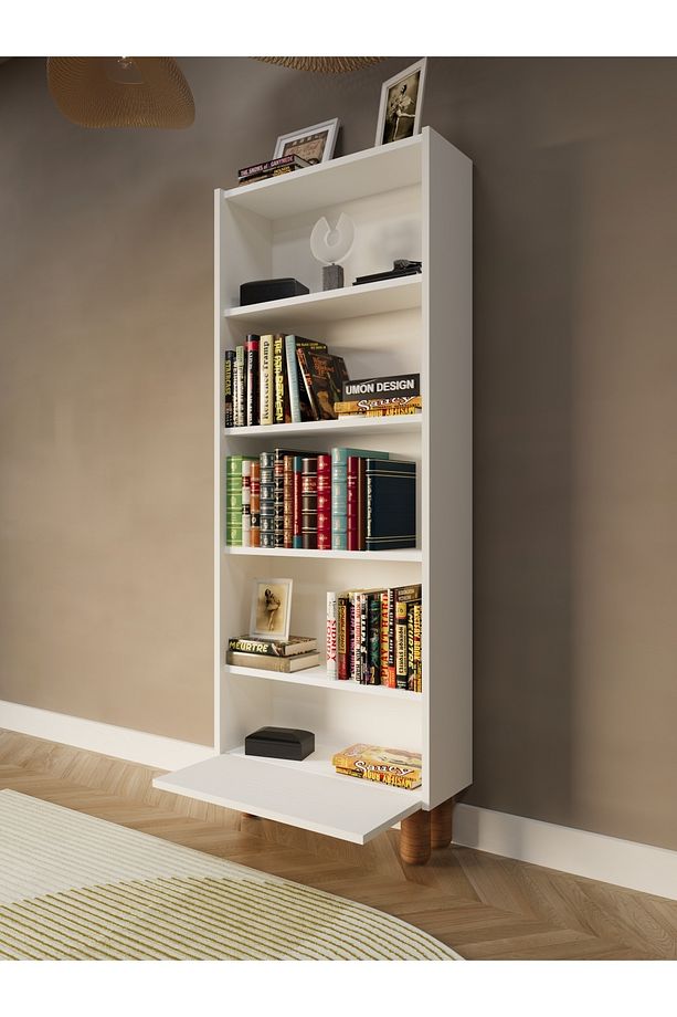 Bohem 5 Raflı Kapaklı Kitaplık MDF Dekoratif Kapak - 2