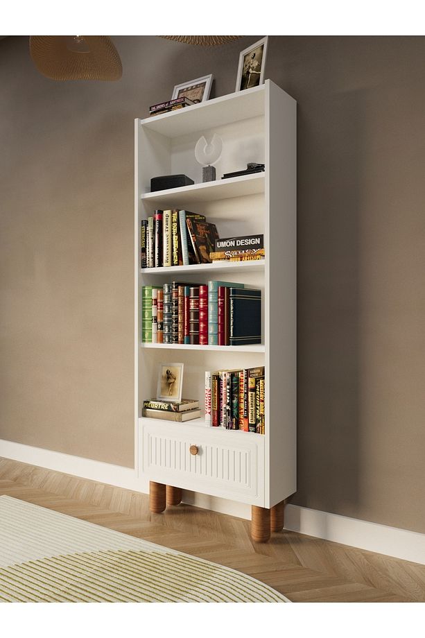 Bohem 5 Raflı Kapaklı Kitaplık MDF Dekoratif Kapak - 3