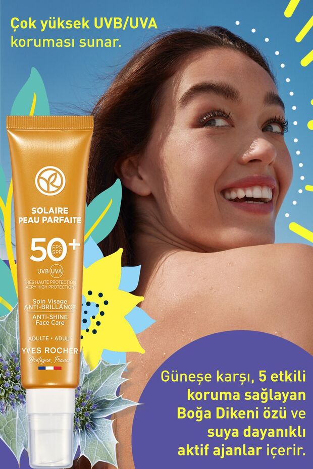 Spf 50 Yüksek Korumalı Yağlanma Ve Leke Karşıtı Yüz Güneş Kremi/Solaire Peau Parfaite-40 ml - 2