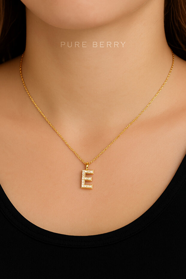 E HARFİ ÇELİK KOLYE - 1