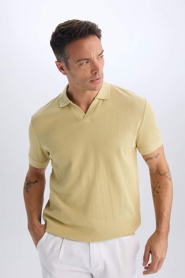 Regular Fit Polo Yaka Kısa Kollu Pilise Tişört B6382AX25SP - 8