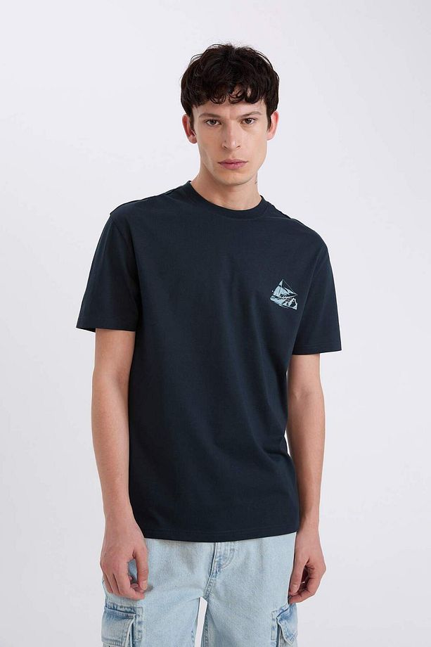 %100 Pamuk Regular Fit Bisiklet Yaka Baskılı Kısa Kollu Tişört D9352AX25SP - 3