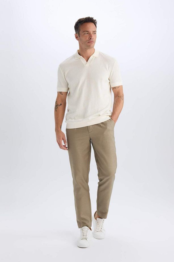 Regular Fit Polo Yaka Kısa Kollu Pilise Tişört B6382AX25SP - 2