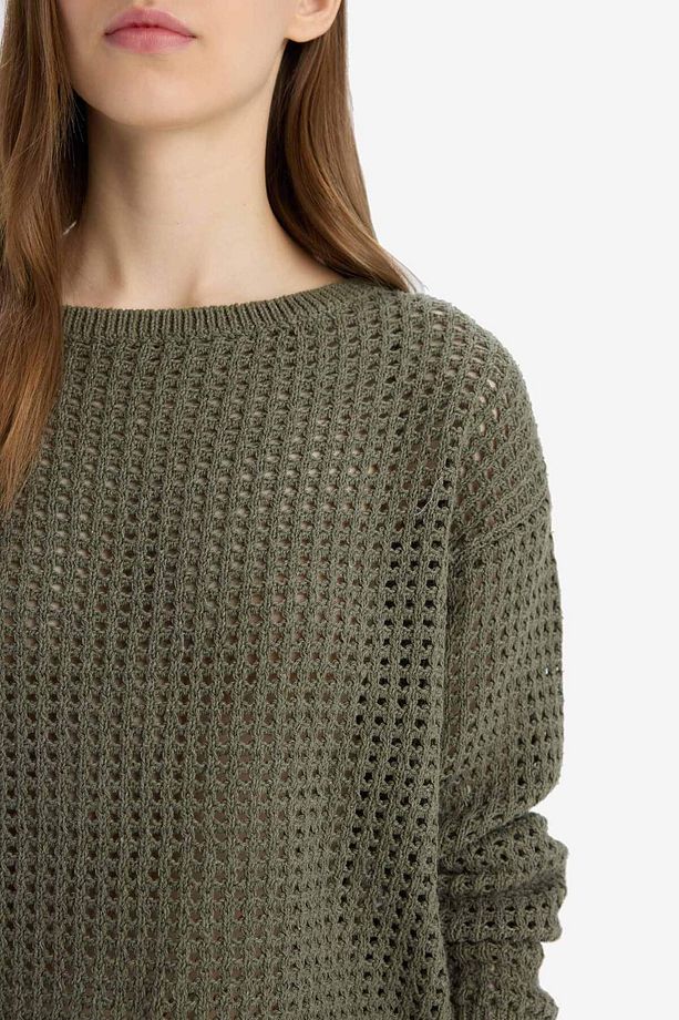 Regular Fit Bisiklet Yaka Kroşe Triko Kazak T4513AZ25SP - 5