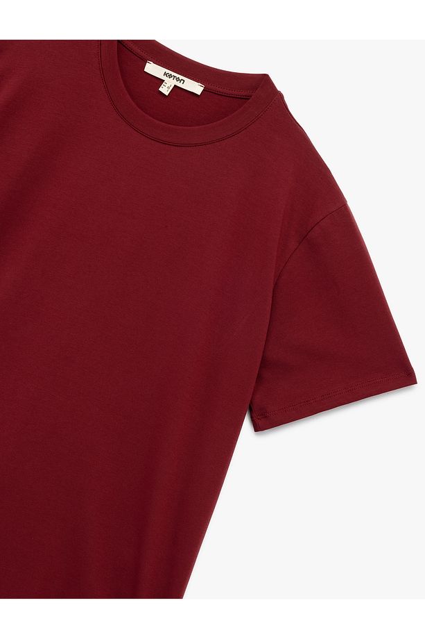 Kısa Kollu Bisiklet Yaka Pamuklu Basic Oversize Tişört - 5