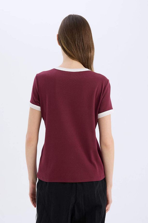 Coool Regular Fit Bisiklet Yaka Baskılı Ribana Kısa Kollu Tişört E4379AX25SM - 6