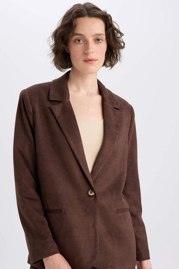 Regular Fit Ceket Yaka Süet Blazer Ceket E7236AX25SP - 7