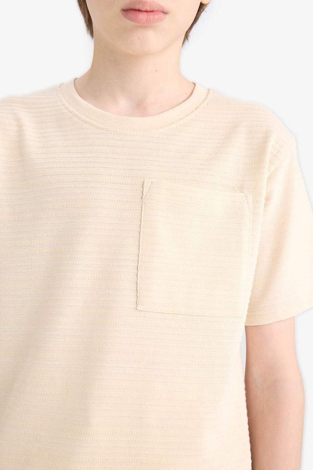 Erkek Çocuk Bisiklet Yaka Basic Düz Kısa Kollu Tişört D7742A825SM - 7