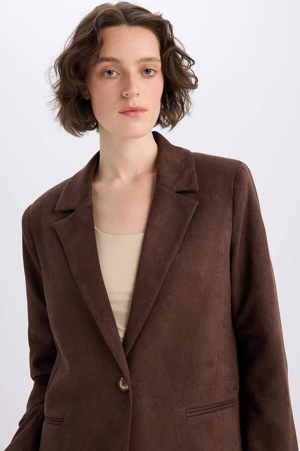 Regular Fit Ceket Yaka Süet Blazer Ceket E7236AX25SP - 6
