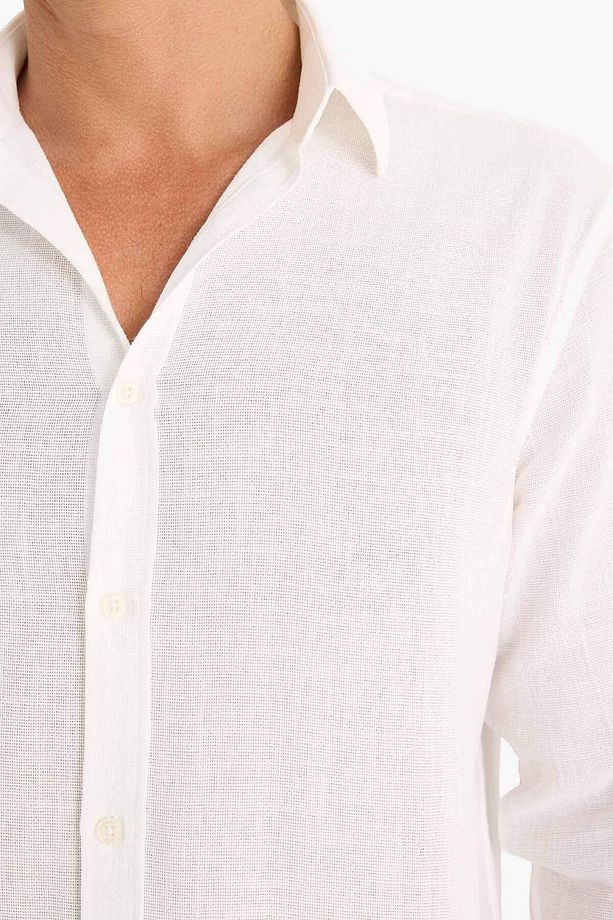 %100 Pamuk Regular Fit İnce Polo Yaka Uzun Kollu Gömlek D7394AX25SP - 4