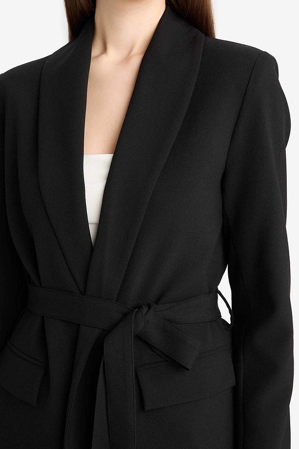 Regular Fit Kuşaklı Basic Düz Blazer Ceket E7346AX25SP - 8