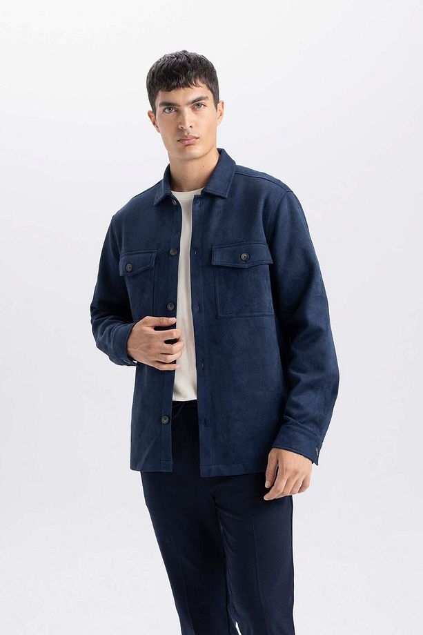 Regular Fit Polo Yaka Süet Gömlek Ceket D3379AX25SP - 3