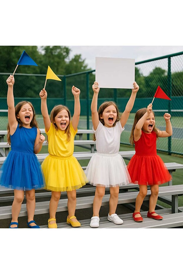 Kız Çocuk Renkli Tül Tütü Etek - Parti & Günlük Giyim - 4