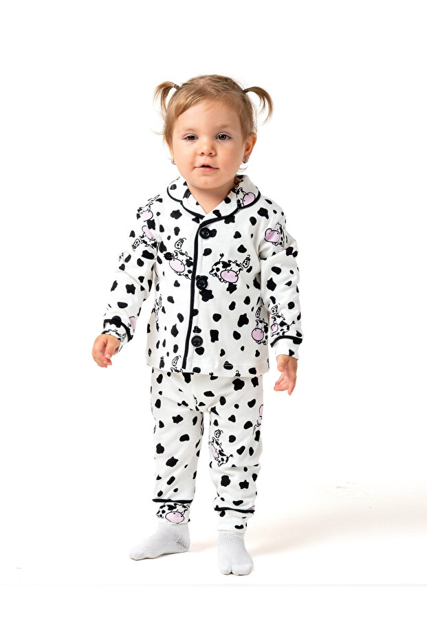 100% Cotton Double Breasted Collar Front Buttoned Seasonal Baby Pajama Set