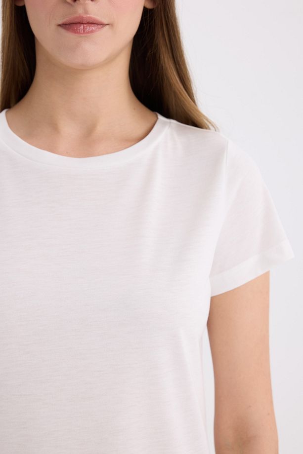 Regular Fit Bisiklet Yaka Kısa Kollu Tişört - 5