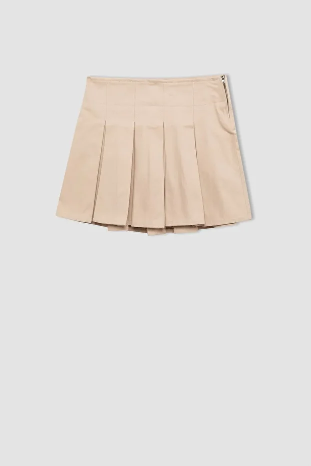 Coool Piliseli Normal Bel Basic Düz Gabardin Mini Etek D5265ax24au - 8