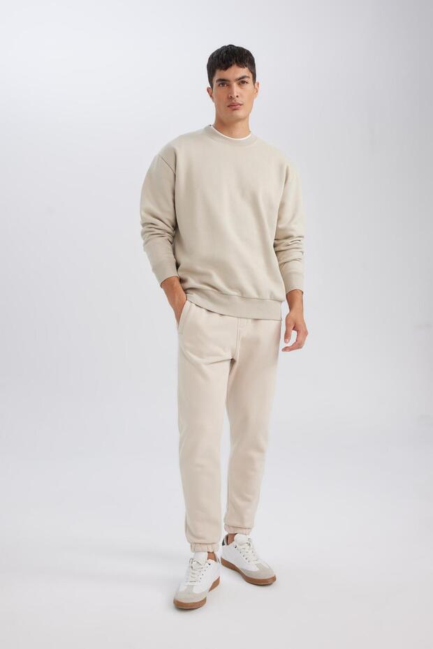 Jogger Eşofman Altı Standart Fit Basic Düz Beli Bağcıklı Lastikli Paça Cepli A6468ax24au - 2