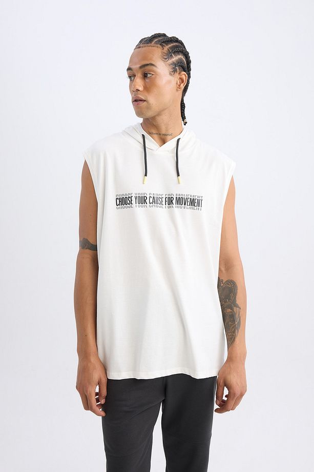 Defactofit Slim Fit Baskılı Kapüşonlu Atlet A1819ax23sm - 3