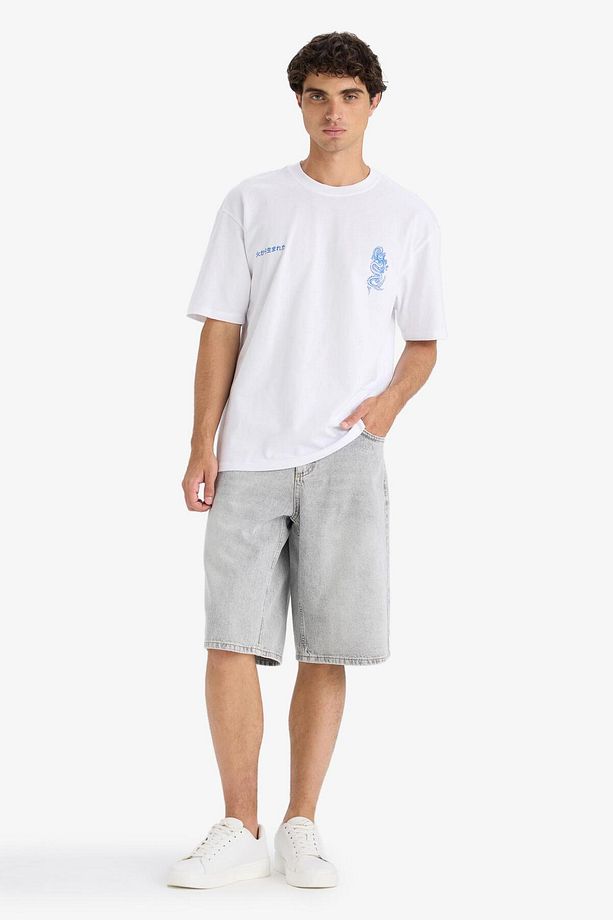 %100 Pamuk Baggy Fit Jean Bermuda Şort F7866ax25hs - 4