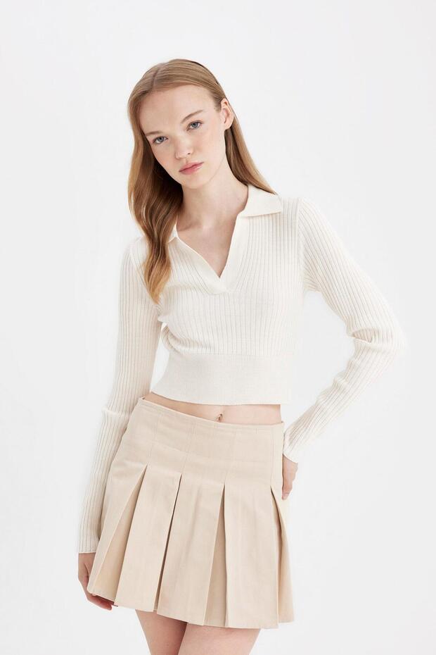 Coool Piliseli Normal Bel Basic Düz Gabardin Mini Etek D5265ax24au - 4