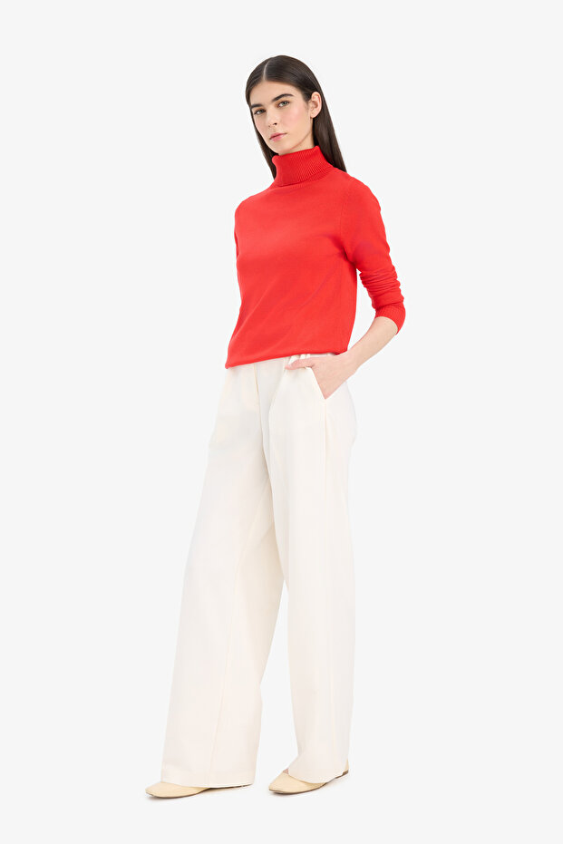 Regular Fit Soft Textured Turtleneck Basic Plain Knitwear Sweater H1651Az24Wn - 2