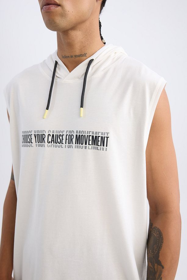 Defactofit Slim Fit Baskılı Kapüşonlu Atlet A1819ax23sm - 5
