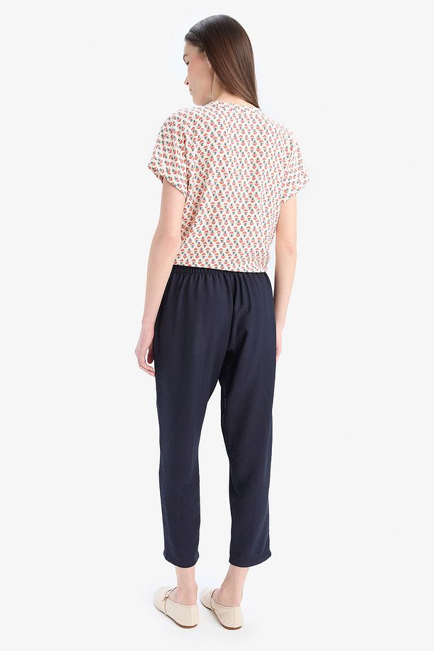 Lastikli Bel Bağcıklı Basic Düz Paça Jogger Pantolon D2573AX25SP - 6