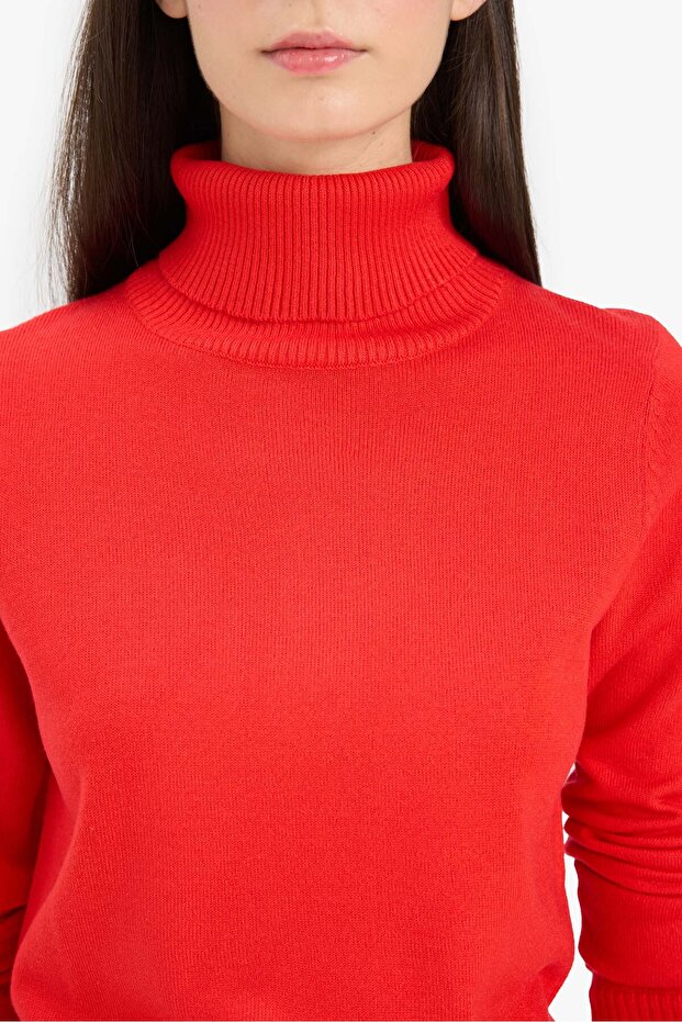Regular Fit Soft Textured Turtleneck Basic Plain Knitwear Sweater H1651Az24Wn - 5