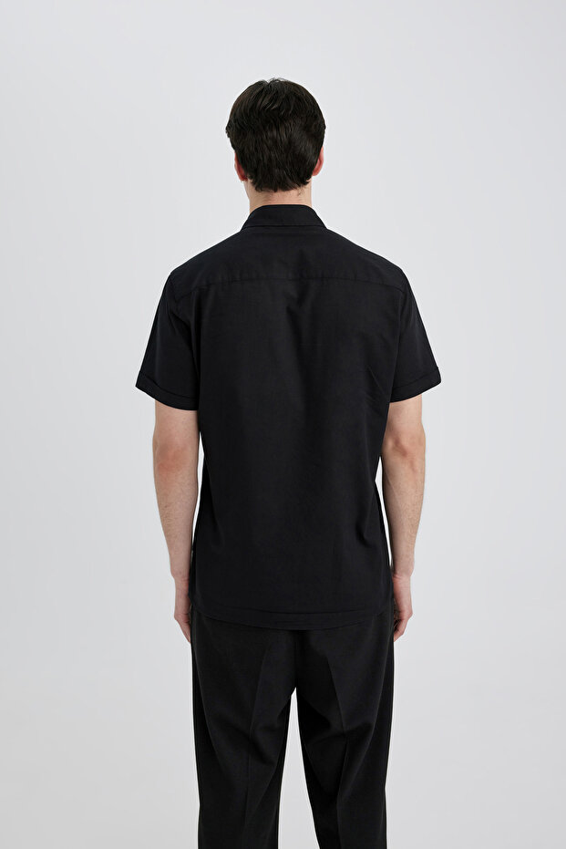 Slim Fit Basic Kısa Kollu Gömlek - 5