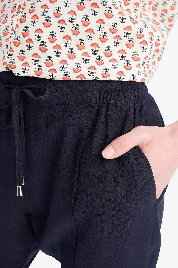 Lastikli Bel Bağcıklı Basic Düz Paça Jogger Pantolon D2573AX25SP - 5