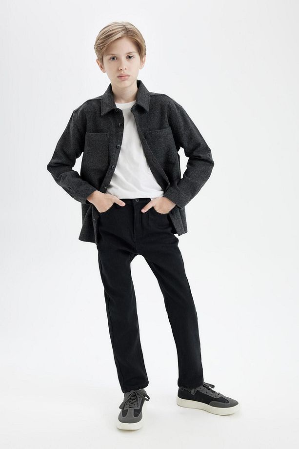Erkek Çocuk Düz Paça Polar Astarlı Jean Pantolon D2364a824wn - 3