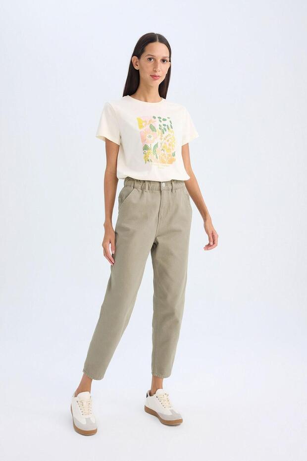 Paperbag Gabardine Trousers High Waist with Pockets Basic Straight Standard Leg S2790Az24Wn