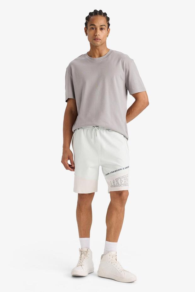DeFactoFit NBA Los Angeles Lakers Standart Fit Kısa Paça Şort E3023AX25SM - 2
