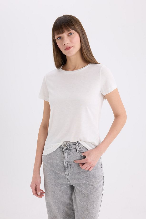 Regular Fit Bisiklet Yaka Kısa Kollu Tişört - 1