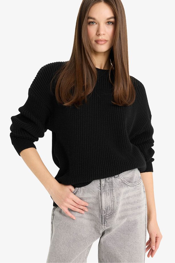 Regular Fit Bisiklet Yaka Triko Kazak - 1