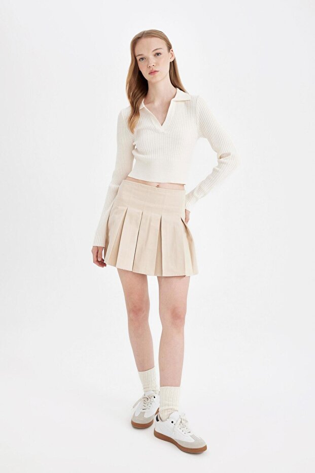Coool Piliseli Normal Bel Basic Düz Gabardin Mini Etek D5265ax24au - 2