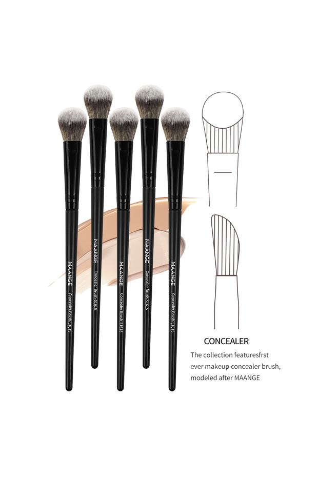 Black MAANGE 5pcs/set Foundation Concealer Makeup Brush Contour Blush Brush Flawless Under Eyes Soft