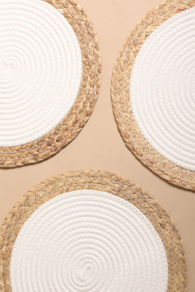 BohoSoft Placemats- Set of 3 White