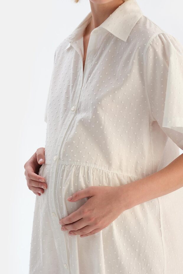 Beyaz Müslin Hamile Gecelik - 5