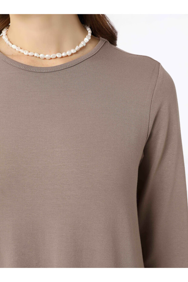 Viskon Kumaşlı Basic Elbise - Vizon - - 2