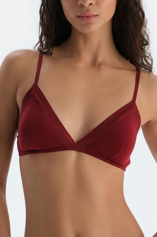 Bordo Basic Üçgen Formlu Soft Sütyen - 5