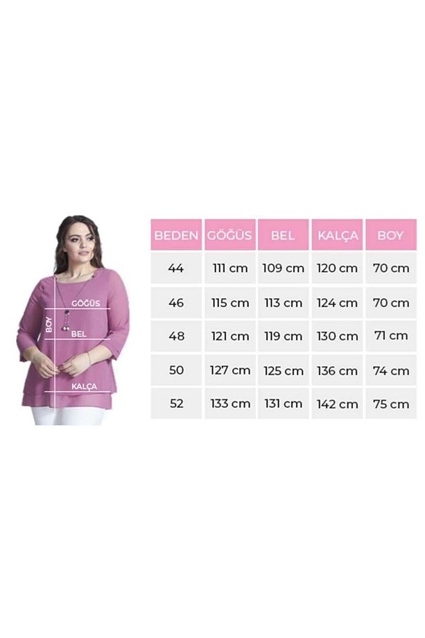 3243 Kolu Taş Baskılı Şık Bluz Mürdüm - 5